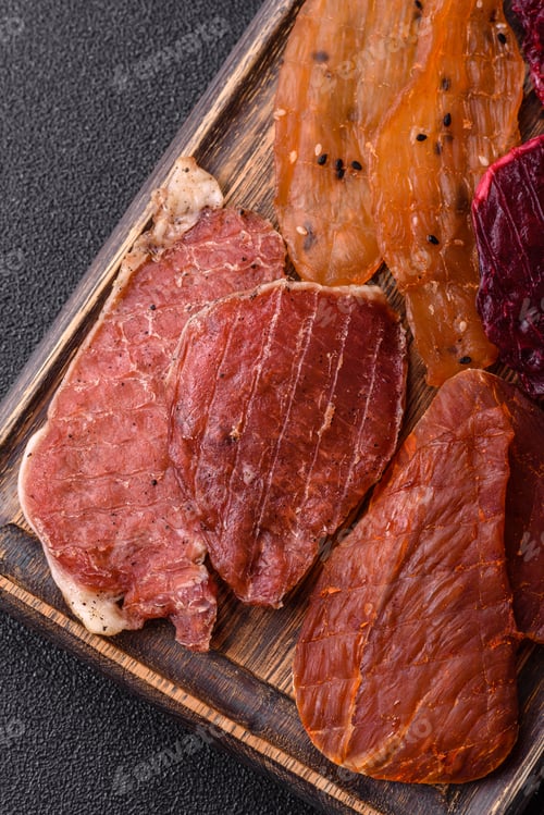 Preview: Jerky, dried pork meat with salt and spices