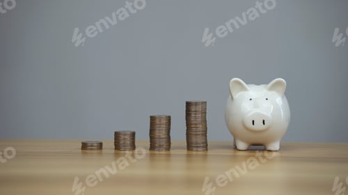 Preview: Coins Growing Up to Piggy Bank for Savings