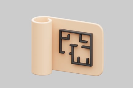 Preview: Blueprint on rolled parchment graphic