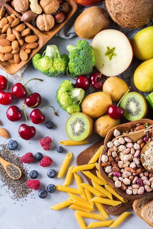 Preview: Selection of healthy rich fiber sources vegan food for cooking