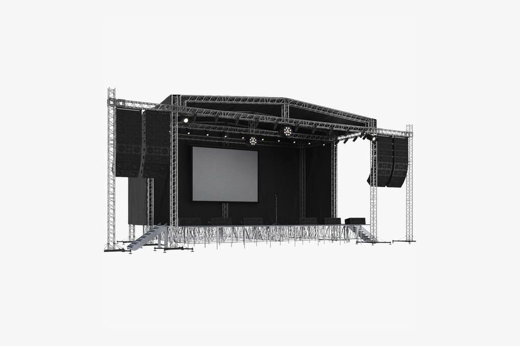Stage with Central Screen and Lighting Rig 3D, Incl. stage & fixtures ...
