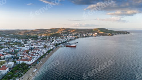 Preview: Aerial view of Avsa island, Turkey. Avsa Island view from sea in Turkey.