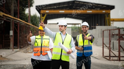Preview: Architect portrait construction supervisor and construction engineer working on a construction