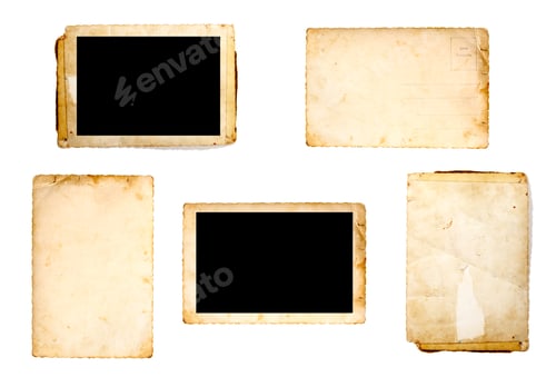 Preview: Old Retro Instant Film Transfer Photo Reversed On White Background. Each One Is Separate Picture In