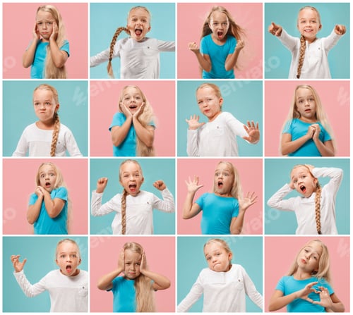 Preview: Child Shows Many Emotions in Square Collage