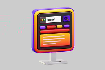 Preview: Square sign with colorful border and magnifying glass icon