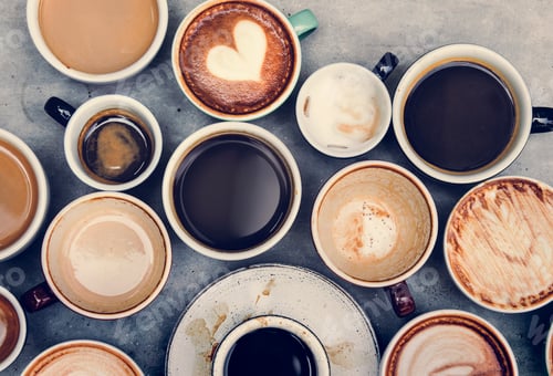 Preview: Aerial view of various coffee