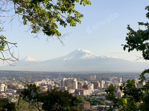 Preview: Landscape View Mountain Ararat and city Yerevan, Armenia.