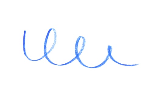 Preview: Blue pencil scribble on white background, top view
