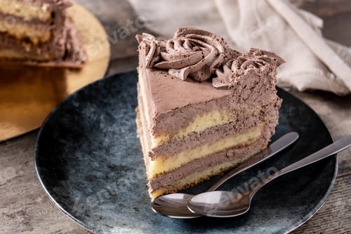 Preview: Piece of chocolate truffle cake