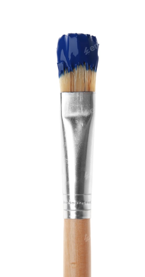 Preview: Brush with dark blue paint on white background