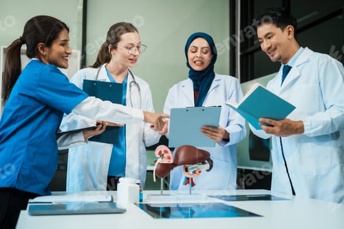 Preview: A diverse group of healthcare professionals, including doctors, nurses, and specialists, engaging