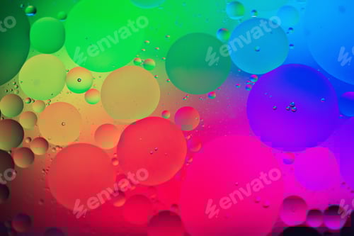 Preview: Oil drops in water. Abstract psychedelic pattern image rainbow colored.