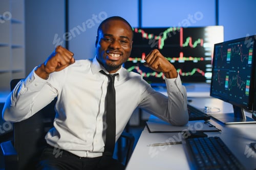 Preview: Business stock trader man working on crypto currency markets with blockchain technology