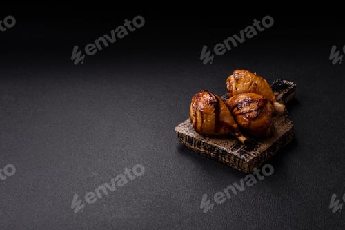 Preview: Delicious grilled chicken legs with spices and herbs in teriyaki sauce
