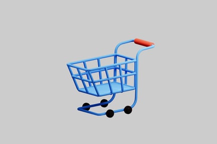 Preview: Cartoon blue shopping cart trolley