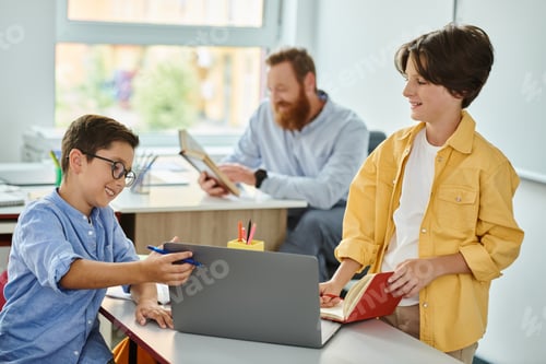 Preview: The young scholar: a boy immersed in digital learning