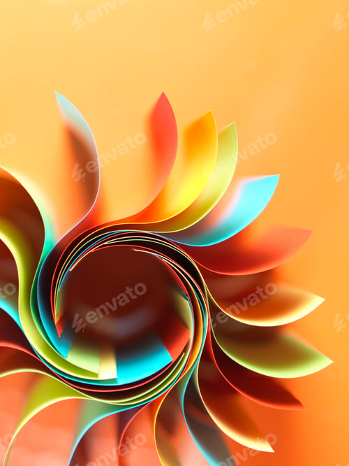 Vista previa: colored paper structure shaped as the sun