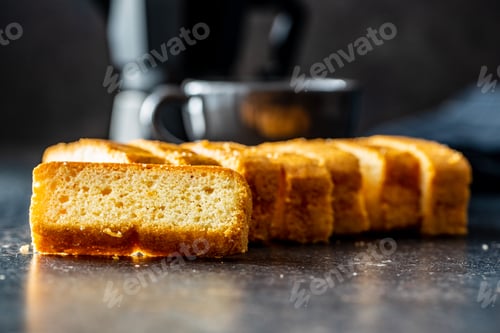 Preview: Sliced sponge dessert. Sweet sponge cake