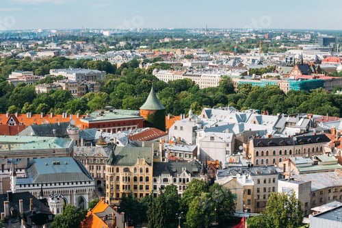 Preview: Riga, Latvia. Cityscape In Sunny Summer Day. Famous Landmark - P