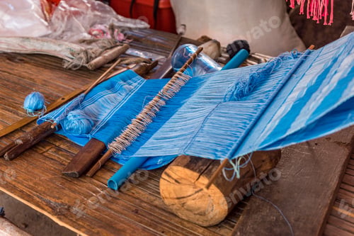 Preview: Thai hilltribe loom wood machine for weaving cloth,