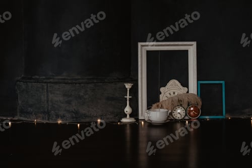 Preview: interior design / dark room / retro style / home decor