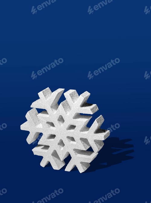 Preview: Three Dimensinoal Snowflake Ornament on a Navy Blue Background