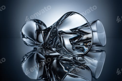 Preview: three cognac glasses on grey with reflections