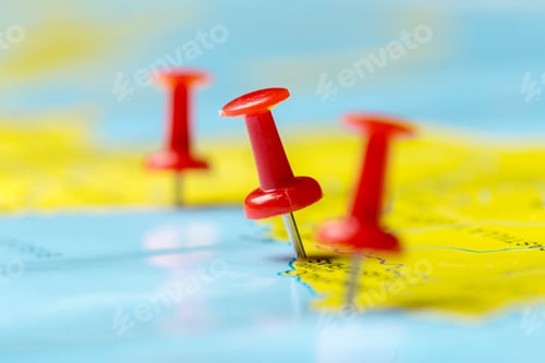 Preview: Travel destination points on a map