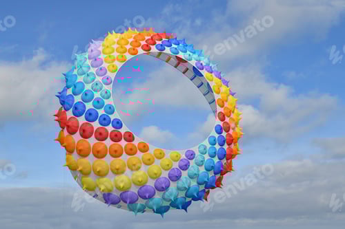 Preview: Multicolored air kite in the sky in Atlantic ocean
