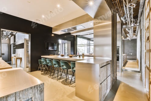 Preview: Spacious living room with open kitchen
