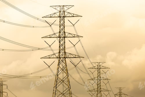 Preview: silhouette of high voltage electrical pole structure