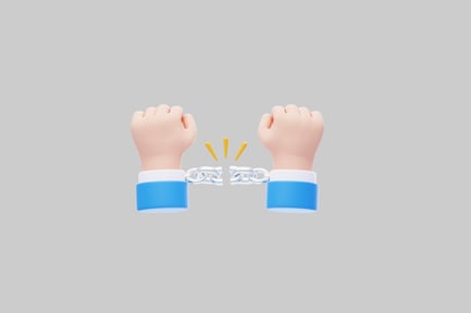 Preview: Debt freedom cartoon hands symbol