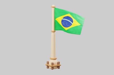 Preview: The flag of Brazil blowing in the wind.