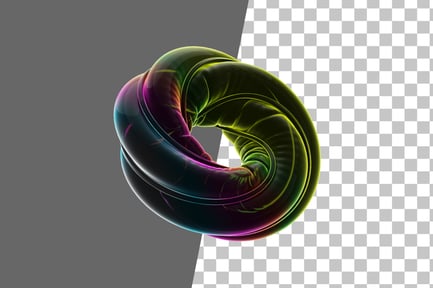 Preview: Twisted Ballon Ring Neon Abstract 3D Icon