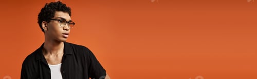 Preview: Stylish Young Man Embracing Orange Aura