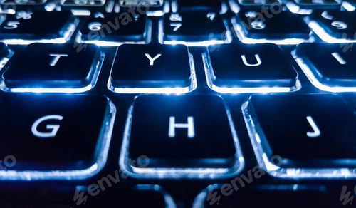 Preview: Neon keyboard with enter button. Focus on the .