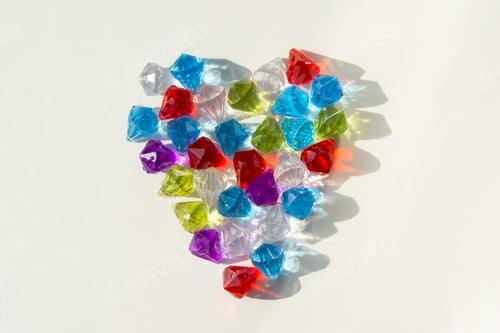 Preview: Heart of colored stones on a white background