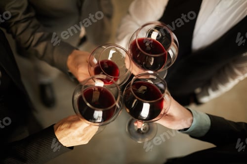 Preview: Business people Drinking Wine Above View
