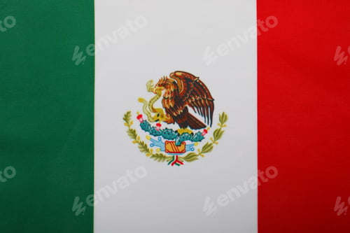 Preview: Mexico flag with coat of arms close-up.