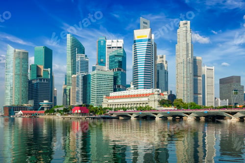 Preview: Singapore skyscrapers with reflection