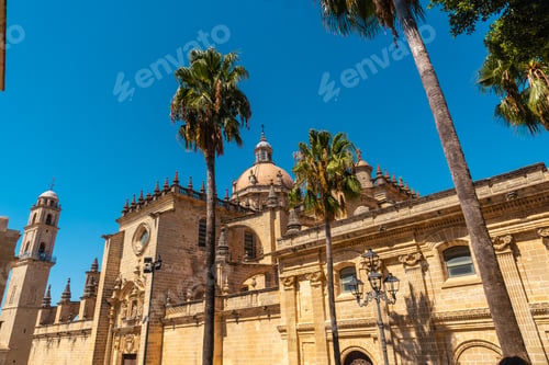 Preview: Facade of the Cathedral of the town of Jerez de la Frontera in Cadiz, Andalusia