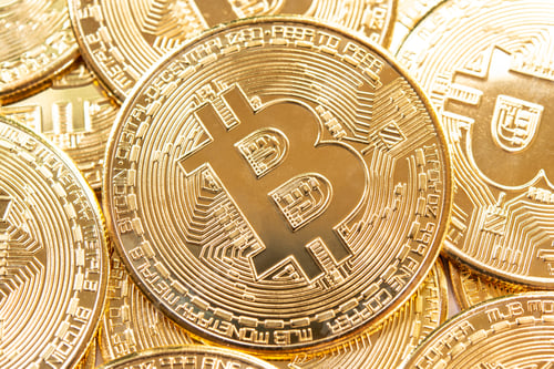 Preview: Bitcoins coins background. Crypto currency, bitcoin, BTC,