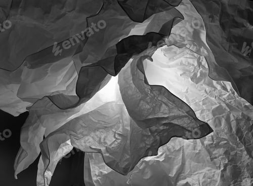 Preview: Crumpled paper abstract black and white