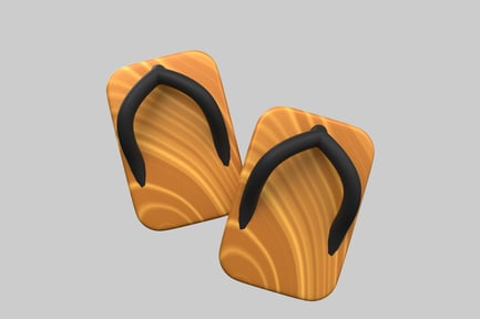 Preview: A pair of orange flip-flops with black straps.