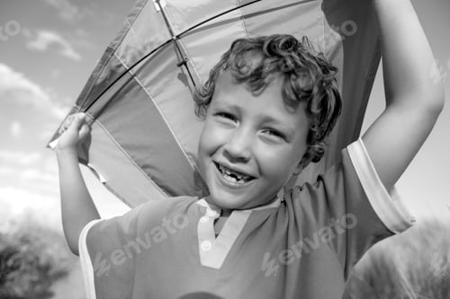 Preview: Kite Boy Brother Happiness Joyful Holiday Child Concept