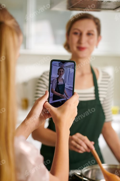 Preview: Girl Filming Short Cooking Video