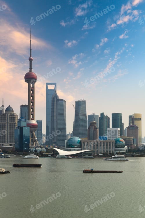 Preview: shanghai skyline with sunset