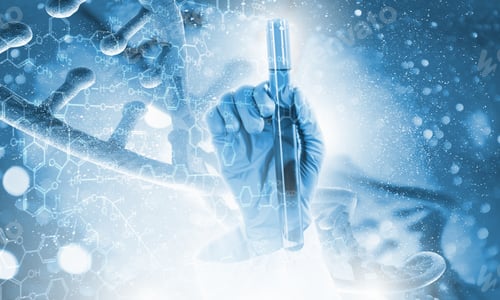 Preview: Close Up Image Of Human Hand Holding Test Tube. Science Concept