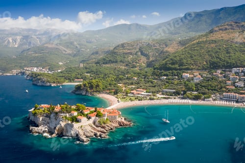 Preview: Aerial view at Sveti Stefan islet in Montenegro